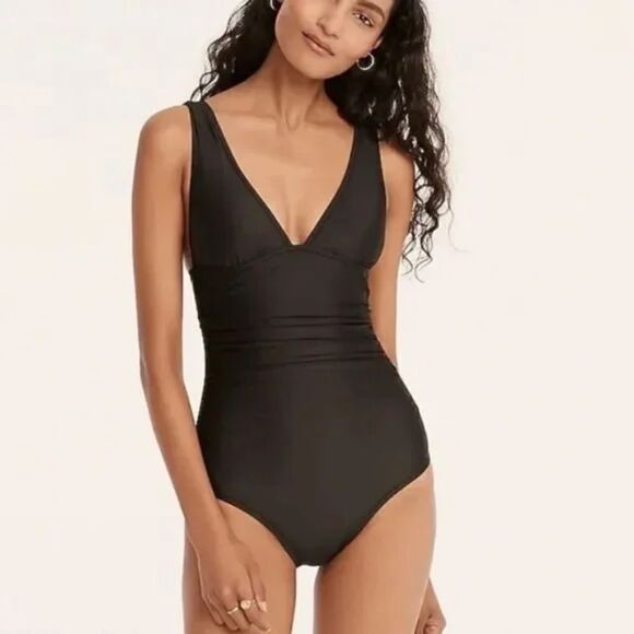 New J.Crew Ruched V-neck one-piece swimsuit Size Medium - Picture 1 of 4